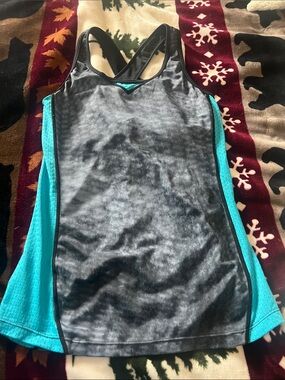 Women's Black & Teal Racerback Tank Top